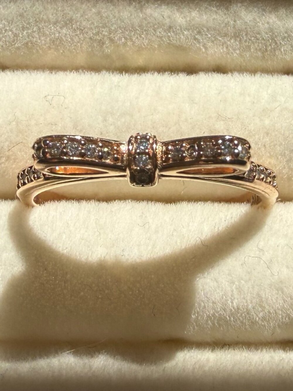 Pandora Pave Bow Ring - Size 9 - Rose Gold